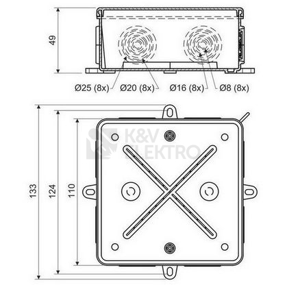 Obrázek produktu Krabice KOPOS 8135 KA IP54 105x105x40 1