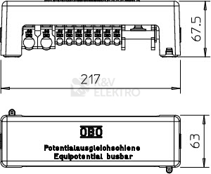 Obrázek produktu Lišta potenciálového vyrovnání OBO 1801 VDE 217mm CuZn šedá 5015650 1