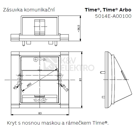 Obrázek produktu ABB Time, Time Arbo kryt datové zásuvky titanová 5014E-A00100 08 1