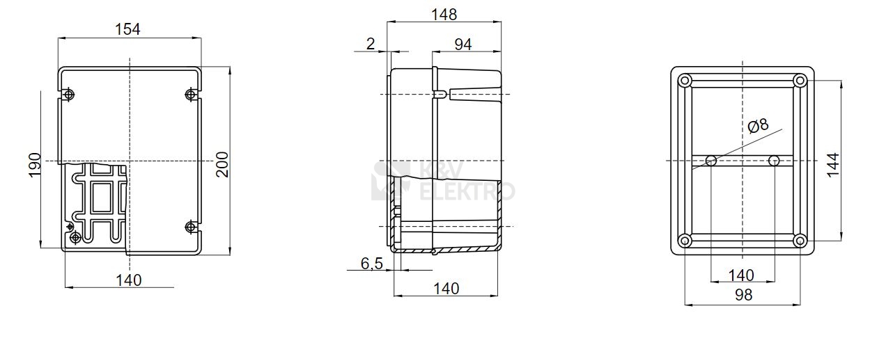 Obrázek produktu Rozvodná krabice GEWISS GW44417 200x154x148mm IP56 na omítku 1