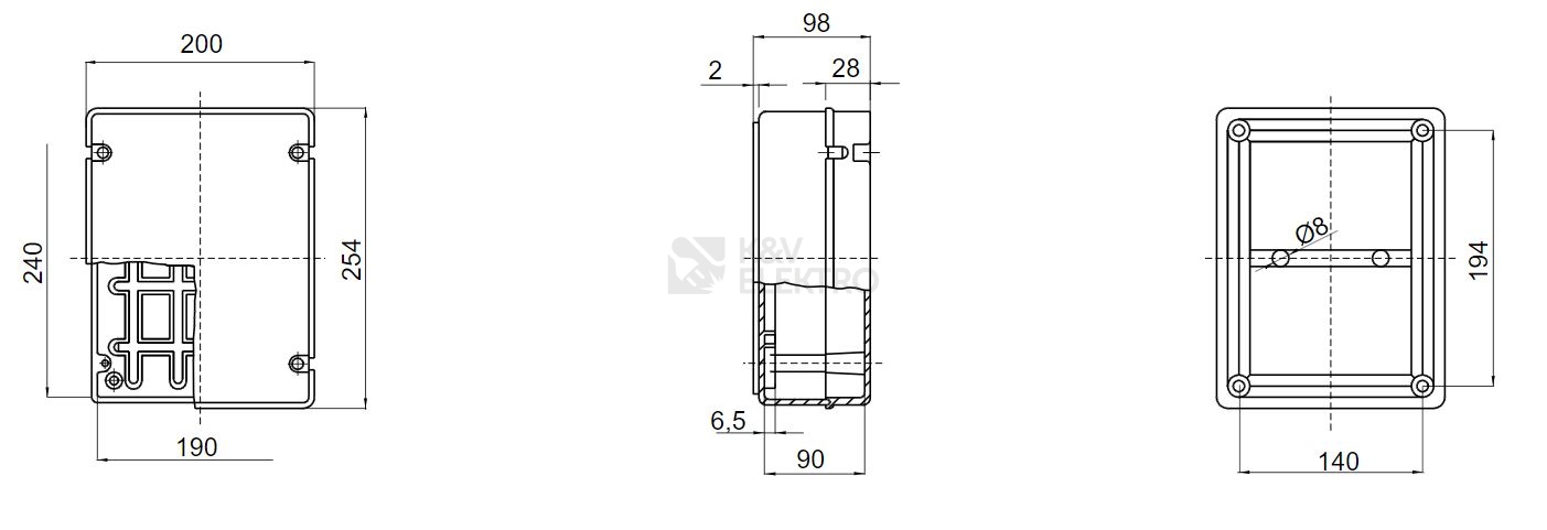 Obrázek produktu Rozvodná krabice GEWISS GW44408 254x200x98mm IP56 na omítku 1