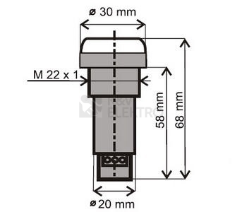 Obrázek produktu Kontrolka červená blikající ELECO HIS-99 RF 230VAC 1