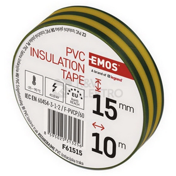 Obrázek produktu Izolační páska EMOS F61515 15mm x 10m zelenožlutá 0