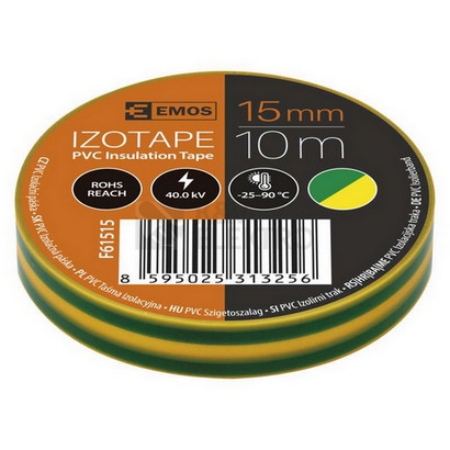 Obrázek produktu Izolační páska EMOS F61515 15mm x 10m zelenožlutá 3