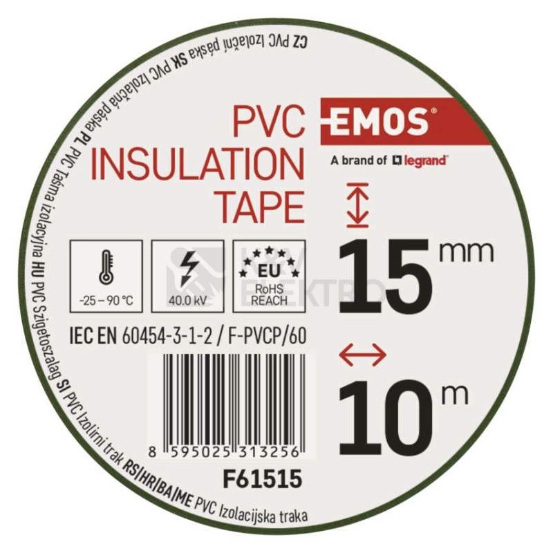 Obrázek produktu Izolační páska EMOS F61515 15mm x 10m zelenožlutá 6