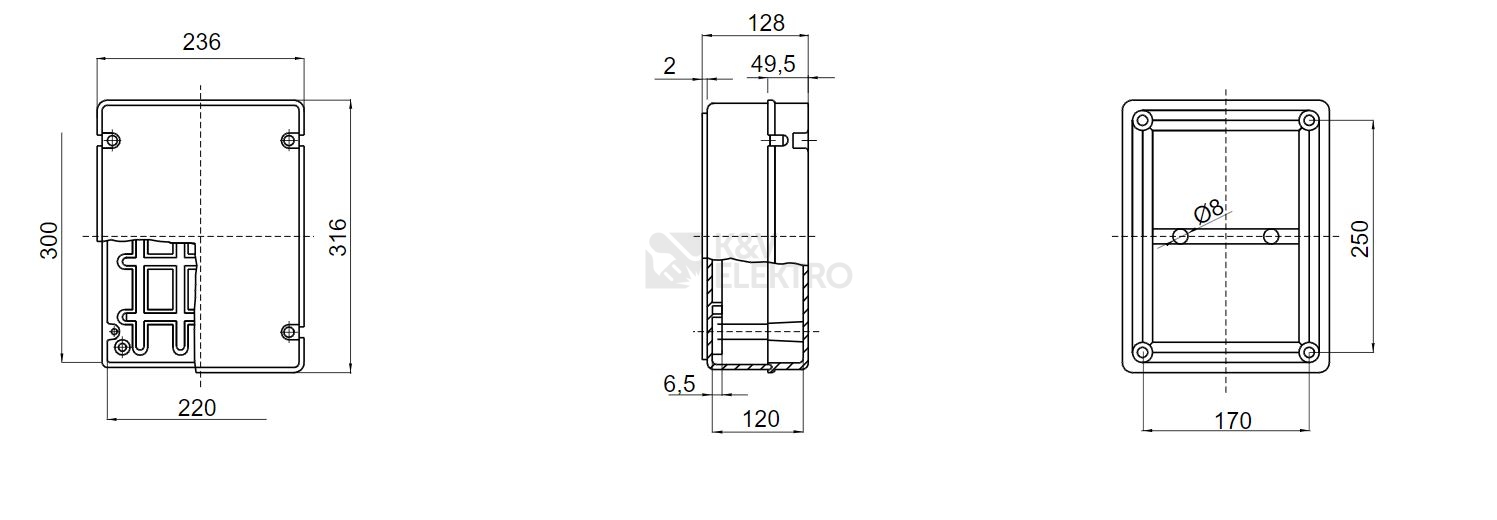 Obrázek produktu Rozvodná krabice GEWISS GW44409 316x236x128mm IP56 na omítku 1
