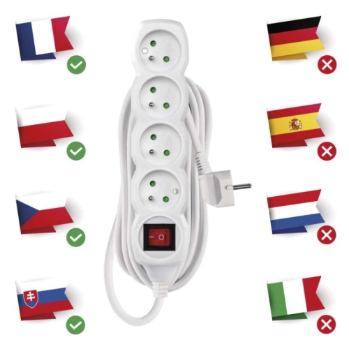 Prodlužovací kabel EMOS 5m/4zásuvky s vypínačem bílá P1415 1902140500 (obrázek 3)