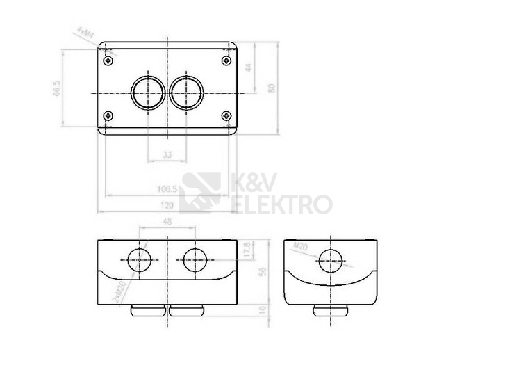 Obrázek produktu EATON Titan skříňka se dvěma tlačítky I+O 2NO/NC M22-I2-M1 216529 1