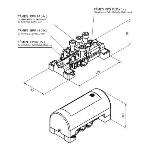 Svorkovnice ekvipotenciální Elektro Bečov EPS 1 + kryt I223407 (obrázek 3)