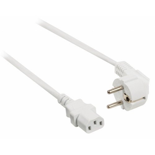 Levně Síťový napájecí kabel PC 2m N5/863107-3-14/2 3x1 bílá úhlová vidlice/konektor IEC320 rovný