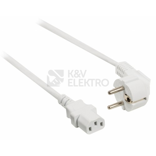  Síťový napájecí kabel PC 2m N5/863107-3-14/2 3x1 bílá úhlová vidlice/konektor IEC320 rovný