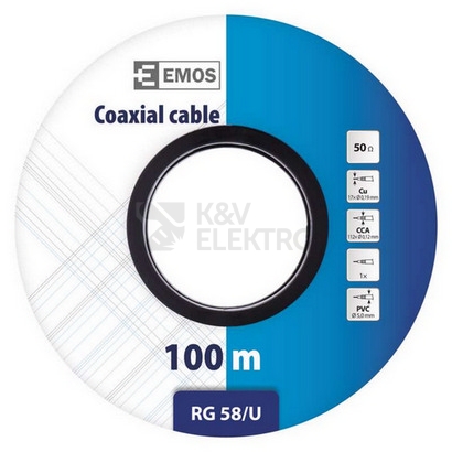 Obrázek produktu Koaxiální kabel venkovní RG58U EMOS S5212 černý 3