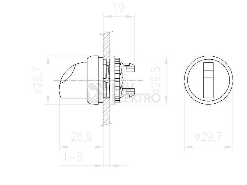 Obrázek produktu Ovládací hlavice otočná 2-polohy s aretací EATON M22-WRK /216867/ 1