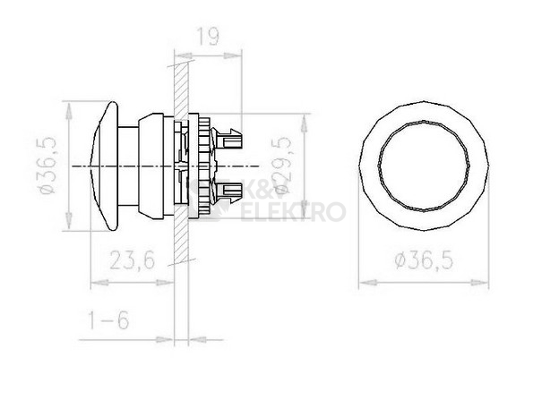 Obrázek produktu Tlačítko hřibové červené s aretací EATON M22-DRP-R /216745/ 1