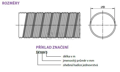 Obrázek produktu Ohebné ventilační potrubí SEMIVAC 100/1m 2