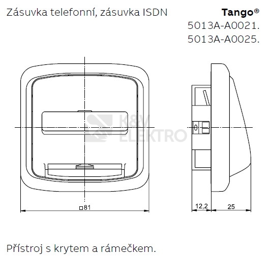 Obrázek produktu ABB Tango kryt zásuvky telefonní bílá 5013A-A00215 B 1