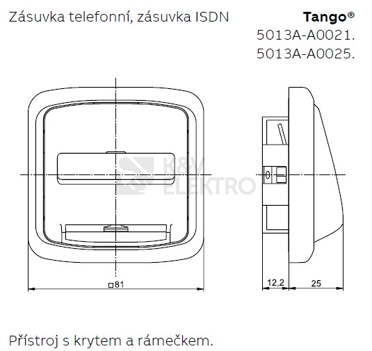 Obrázek produktu  ABB Tango kryt zásuvky telefonní černá 5013A-A00213 N 1