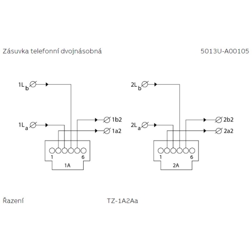 ABB telefonní zásuvka 2xRJ12 5013U-A00105 dvojnásobná