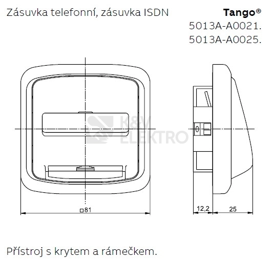 Obrázek produktu ABB Tango kryt zásuvky telefonní bílá 5013A-A00213 B 1