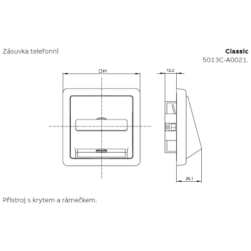 ABB Classic kryt zásuvky telefonní jasně bílá 5013C-A00215 B1 (obrázek 2)