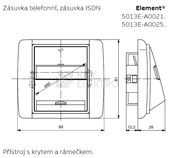 Obrázek produktu  ABB Element,Time kryt zásuvky telefonní bílá/bílá 5013E-A00215 03 2