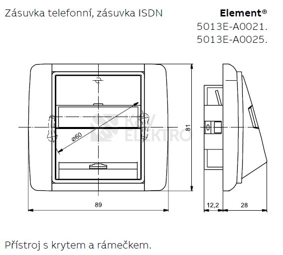 Obrázek produktu ABB Element,Time kryt zásuvky telefonní bílá/ledová bílá 5013E-A00213 01 2