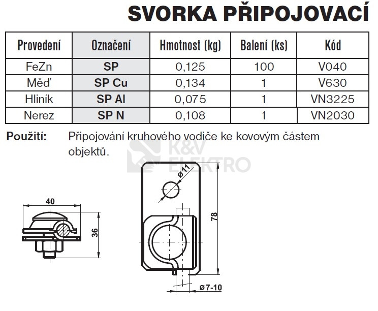 Obrázek produktu Svorka připojovací SP TREMIS V040 1