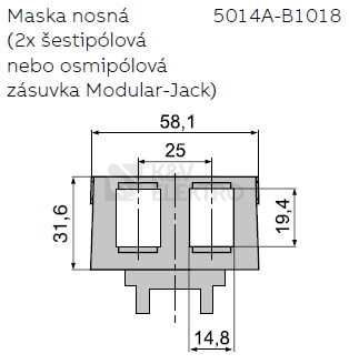 Obrázek produktu ABB nosná maska 5014A-B1018 Tango, Future Linear, Solo, Busch-axcent, Impuls, Alpha exclusive 2x keystone 1