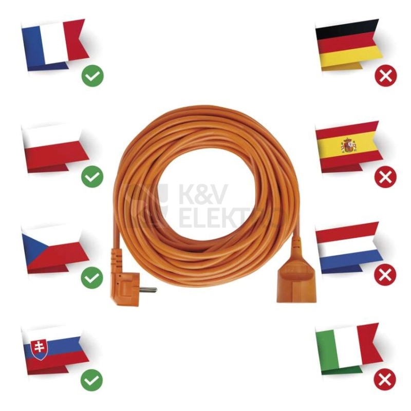 Obrázek produktu Prodlužovací kabel EMOS 20m/1zásuvka oranžová P01120 1901012000 5
