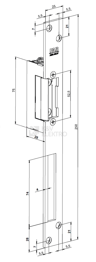 Obrázek produktu Elektrický zámek dveří FAB BEFO CLASIC 0511 6-12V AC/DC 1