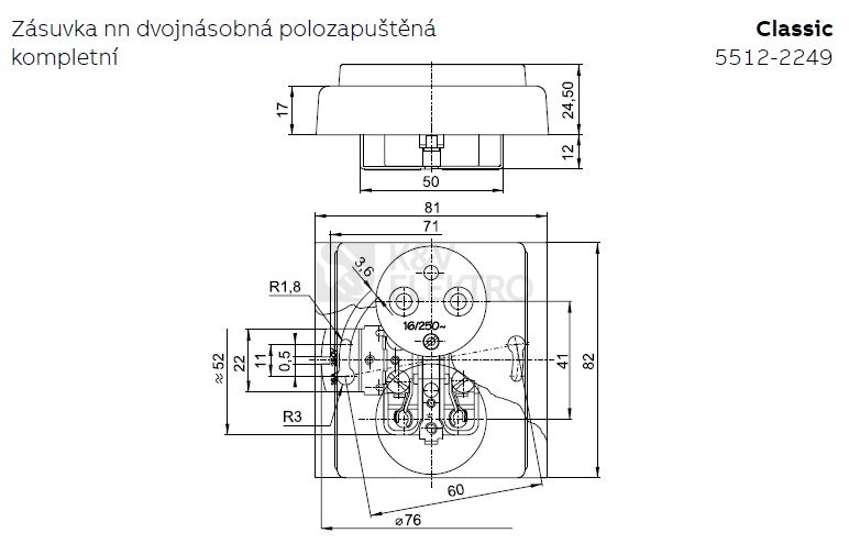 Obrázek produktu  ABB Classic dvojzásuvka béžová 5512-2249 D2 polozapuštěná 1