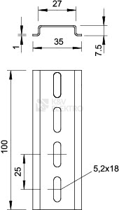 Obrázek produktu DIN lišta OBO 2069 2M GTPL 35x7,5mm tl.=1mm 1115669 1