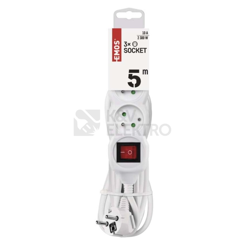 Obrázek produktu Prodlužovací kabel EMOS 5m/3zásuvky s vypínačem bílá P1315 1902130500 1