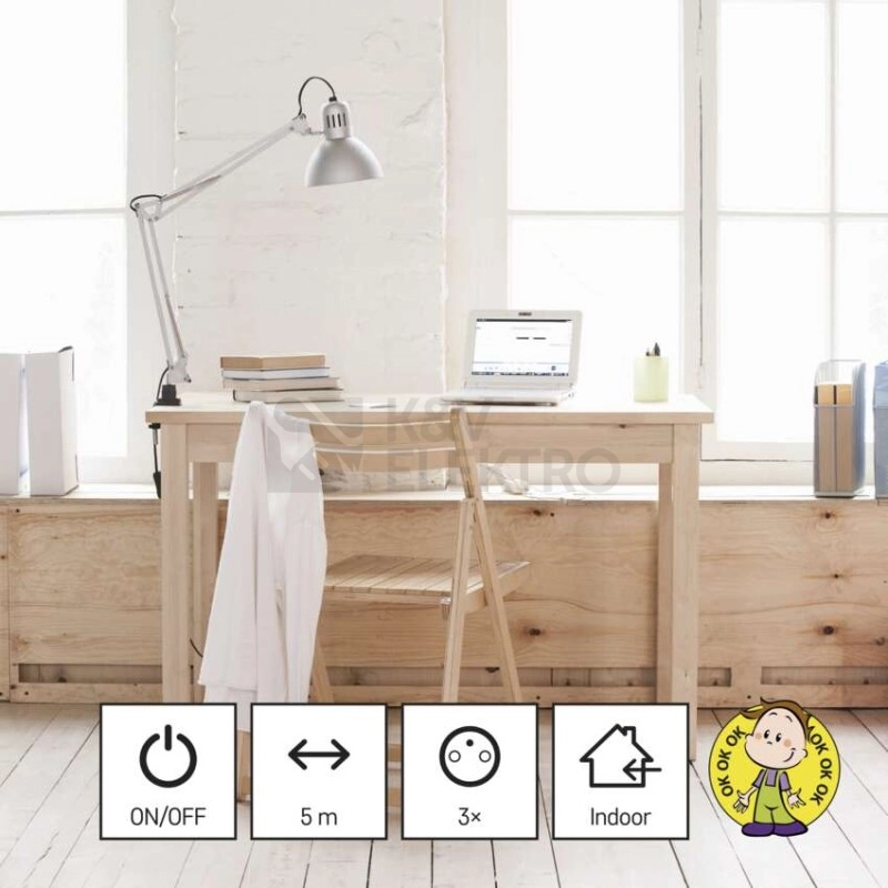 Obrázek produktu Prodlužovací kabel EMOS 5m/3zásuvky s vypínačem bílá P1315 1902130500 3