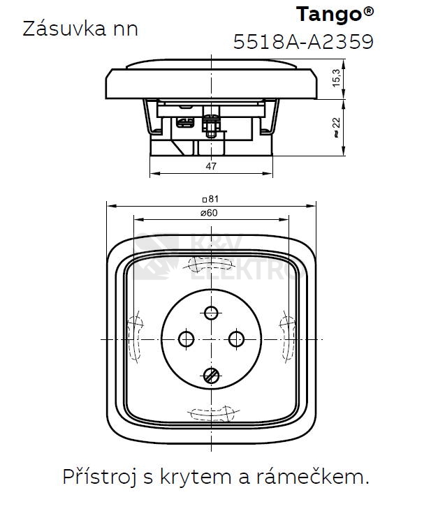 Obrázek produktu ABB Tango zásuvka béžová 5518A-A2359 D s clonkami 1