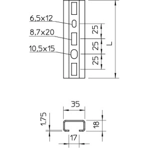 Nosná C-lišta 35x18mm délka 2m 1268 SL 2M FS /1104454/ (obrázek 4)