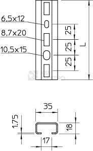 Obrázek produktu Nosná C-lišta 35x18mm délka 2m 1268 SL 2M FS /1104454/ 1