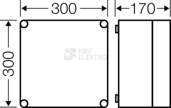 Obrázek produktu Prázdná rozvodnice s průhledným víkem IP65 300x300x170mm Hensel Mi 0200 1