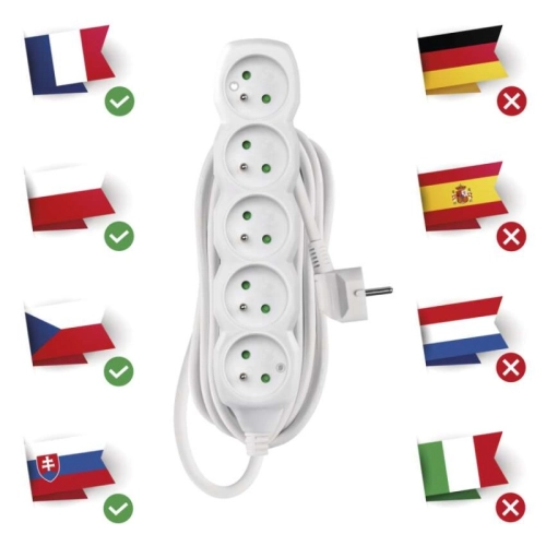 Prodlužovací kabel EMOS 7m/5zásuvek bílá P0517 1902050700 (obrázek 3)
