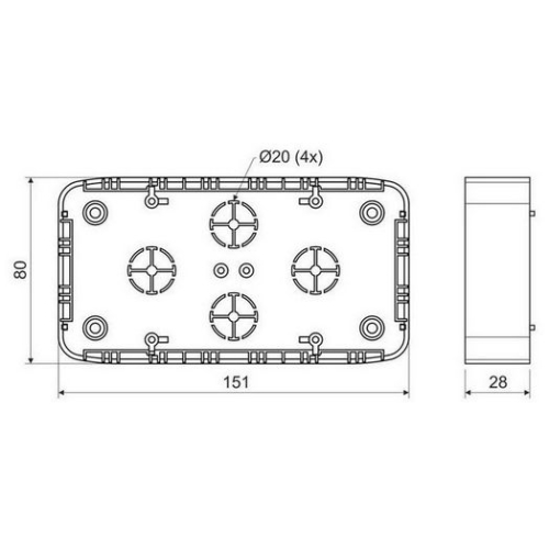Krabice lištová KOPOS LK 80×28 2T HB bílá pro Tango