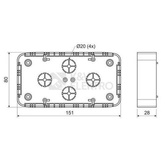 Obrázek produktu Krabice lištová KOPOS LK 80x28 2T HB bílá pro Tango 1
