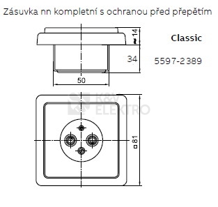Obrázek produktu ABB Classic zásuvka jasně bílá 5597-2389B1 s přepěťovou ochranou 1