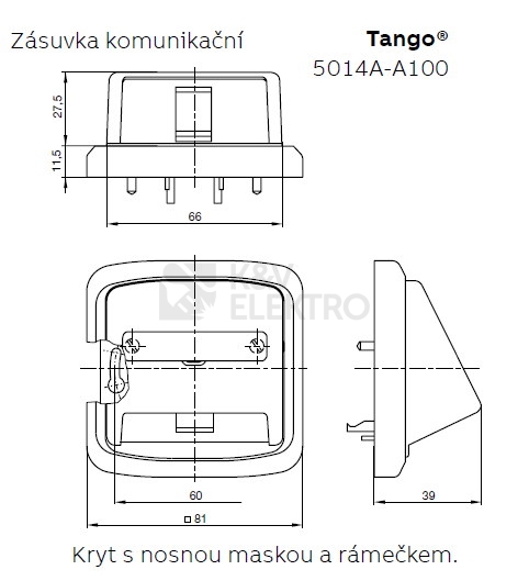 Obrázek produktu ABB Tango kryt datové zásuvky bílá 5014A-A100 B 1