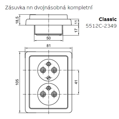 ABB Classic dvojzásuvka jasně bílá 5512C-2349 B1