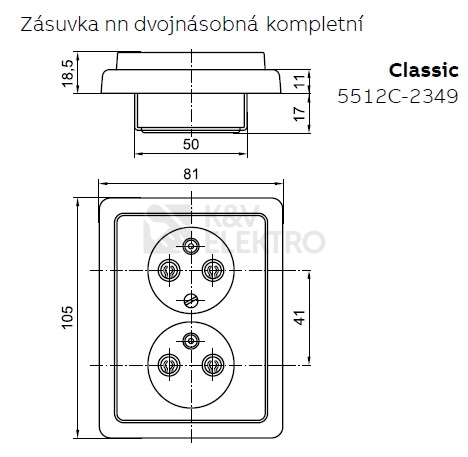Obrázek produktu ABB Classic dvojzásuvka jasně bílá 5512C-2349 B1 1