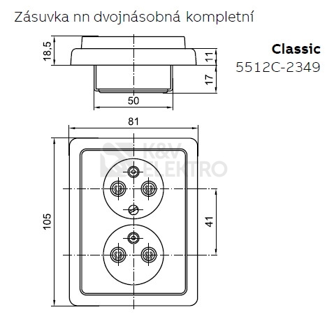 Obrázek produktu ABB Classic dvojzásuvka hnědá 5512C-2349 H3 1