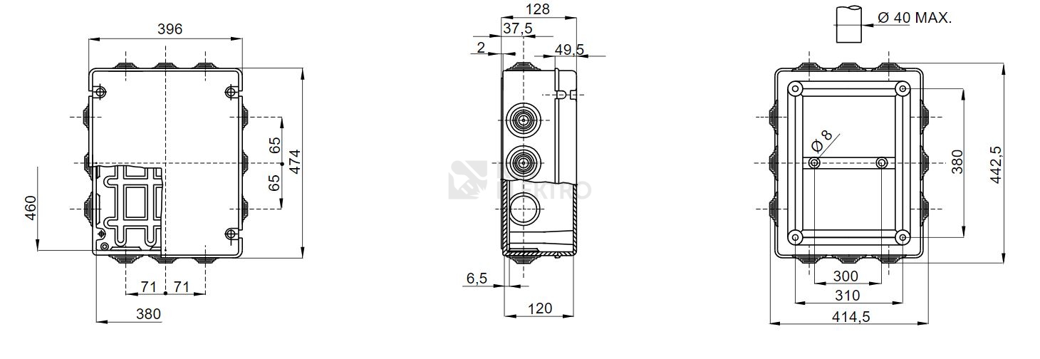 Obrázek produktu Rozvodná krabice GEWISS GW44011 474x396x128mm IP55 na omítku 1