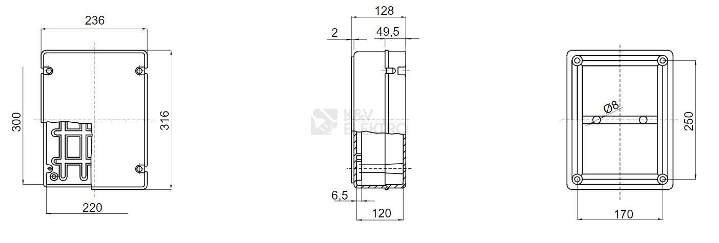 Obrázek produktu Rozvodná krabice GEWISS GW44429 316x236x128mm IP56 na omítku 1