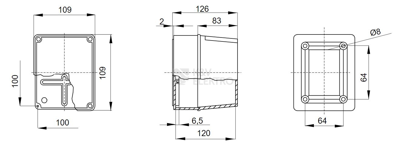 Obrázek produktu Rozvodná krabice GEWISS GW44214 109x109x126mm IP56 na omítku 1