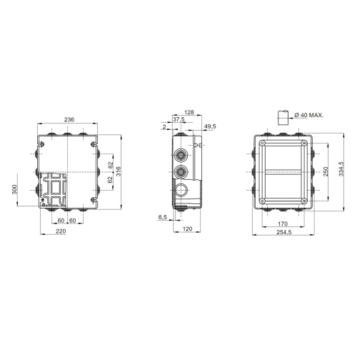 Rozvodná krabice GEWISS GW44009 300x220x120mm IP55 na omítku